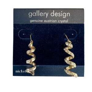 Gallery Designs Austrian Crystal Spiral Gold Tone Earrings